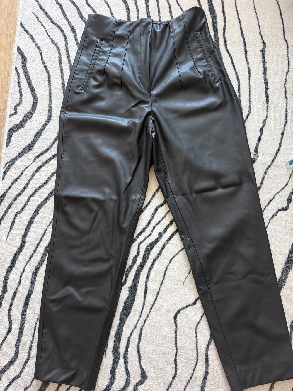 Zara Black Faux Leather Men's Trousers